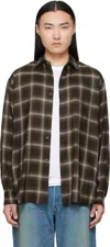 Ssstein Brown Check Oversized Ls Shirt In Brown