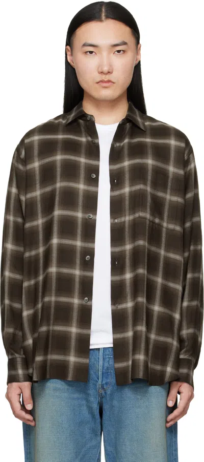 Ssstein Brown Check Oversized Ls Shirt