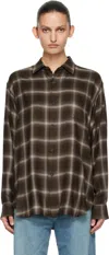 Ssstein Brown Check Oversized Ls Shirt In Pattern