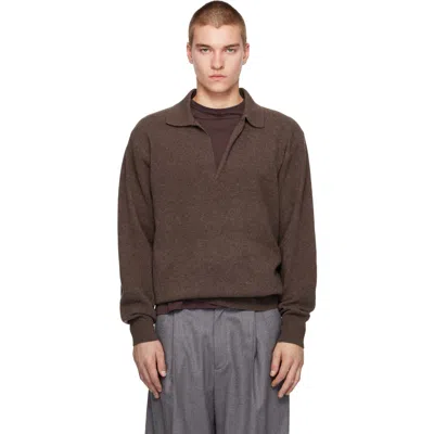 Ssstein Brown Extra Fine Wool Knit Skipper Sweater