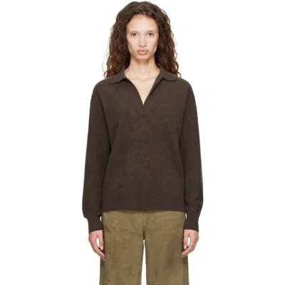 Ssstein Brown Extra Fine Wool Knit Skipper Sweater In Animal Print