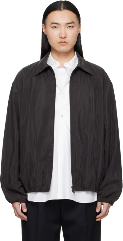 Ssstein Brown Silk Nylon Collared Zip Jacket In Animal Print