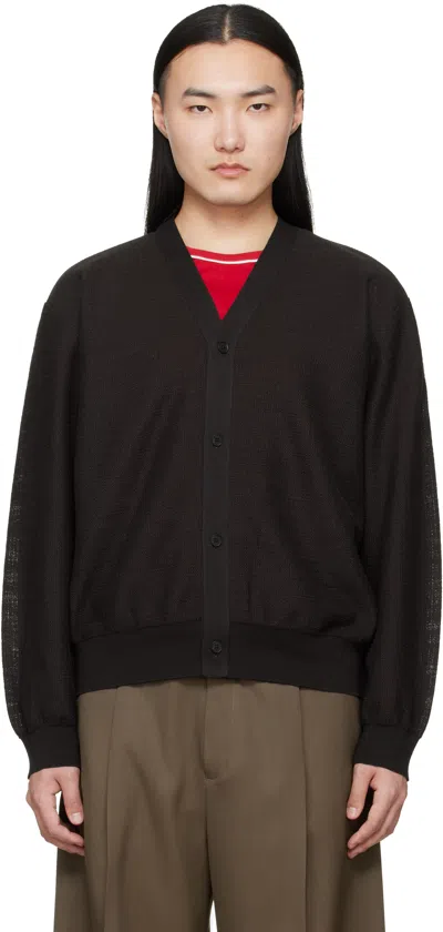 Ssstein Brown Slub Cotton Knit Cardigan In Black