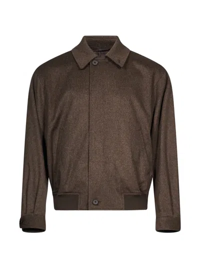 Ssstein Button-fastening Bomber Jacket In 브라운