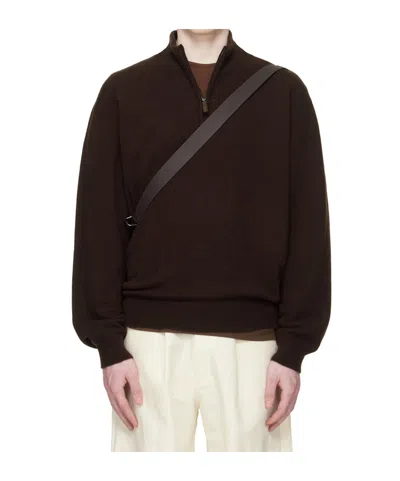 Ssstein Cashmere Knitted Half-zip Long-sleeved Sweater In Black
