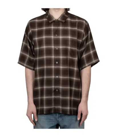 Ssstein Check-pattern Shirt In Brown