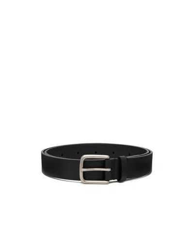 Ssstein Classic Leather Belt With Pin Buckle In Black