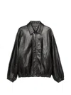 Ssstein Collared Leather Jacket In Black