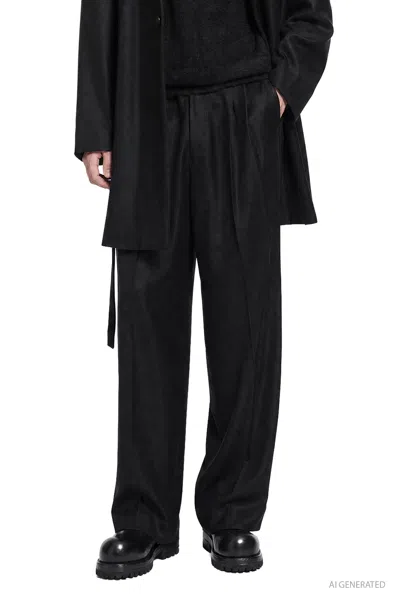 Ssstein Compressed Flannel Wide Trousers In Black