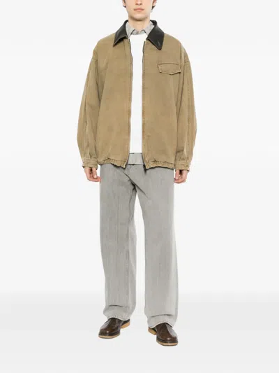 Ssstein Contrast-collar Jacket In Green