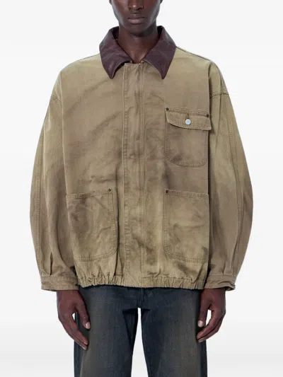 SSSTEIN CONTRAST-COLLAR PATCH-POCKET JACKET