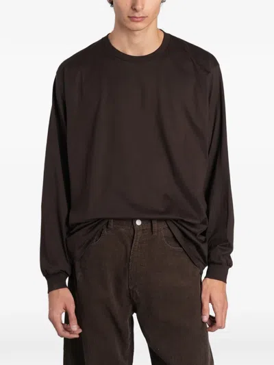 Ssstein Crew-neck Long-sleeved T-shirt In Brown