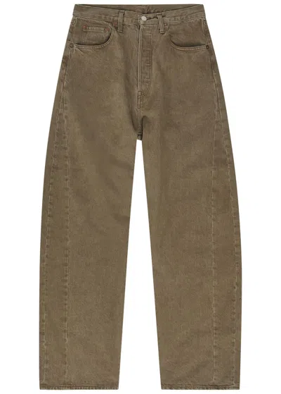 Ssstein Deformation Barrel-leg Jeans In Khaki