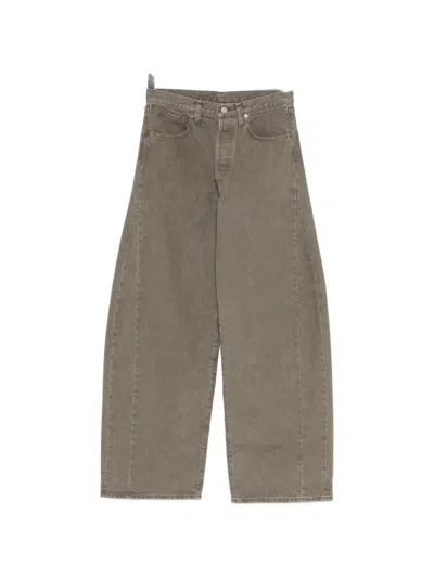 Ssstein Deformation Wide-leg Jeans In Green