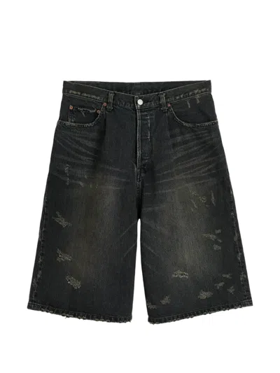 Ssstein Distressed-effect Shorts In Black