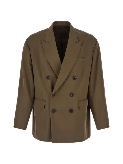 Ssstein Double-breasted Blazer In Brown