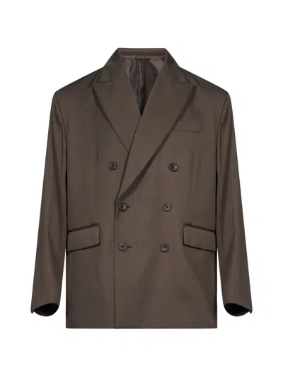 Ssstein Double-breasted Peaked-lapels Jacket In 브라운