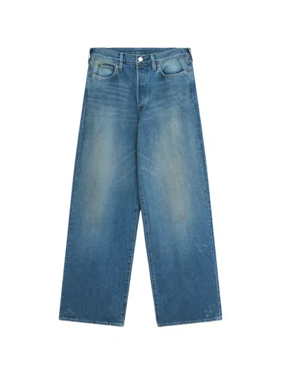 Ssstein Faded-effect Wide-leg Jeans In Blue
