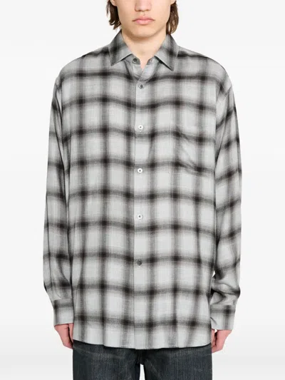 Ssstein 체크 오버사이즈 셔츠 In Gray