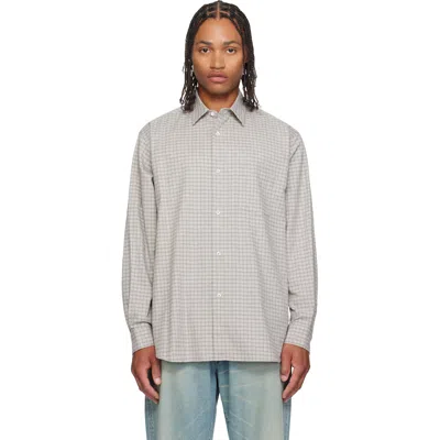 Ssstein Gray Oversized Regular Collar Shirt