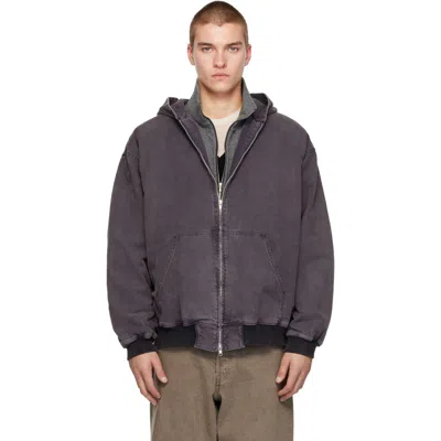 Ssstein Gray Vintage Hooded Jacket In Purple