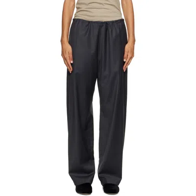 Ssstein Gray Wool Silk Drawstring Easy Trousers