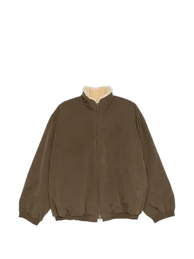 Ssstein Reversible Padded Waxed-shell And Shearling Jacket In Brown