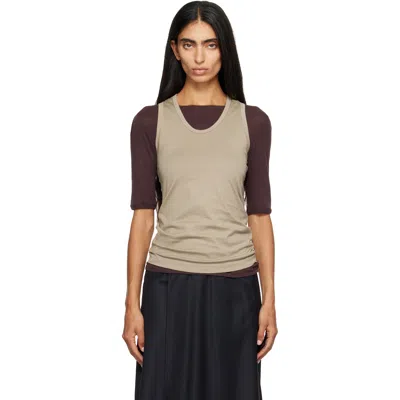 Ssstein Khaki Suvin Cotton Tank Top In Brown