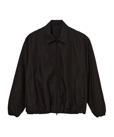 Ssstein Lapel Zip-up Jacket In Black