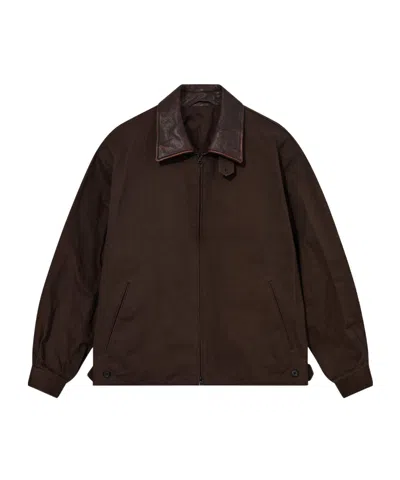 Ssstein Lapel Zip-up Jacket In Brown