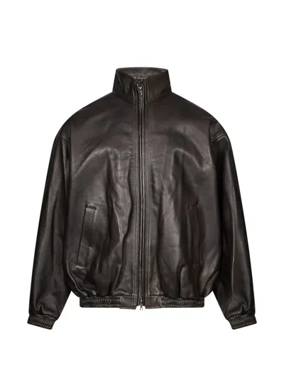 Ssstein Leather Bomber Jacket In Brown