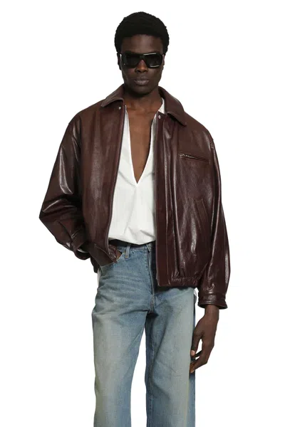 Ssstein Leather Vintage Zip Jacket In Multi