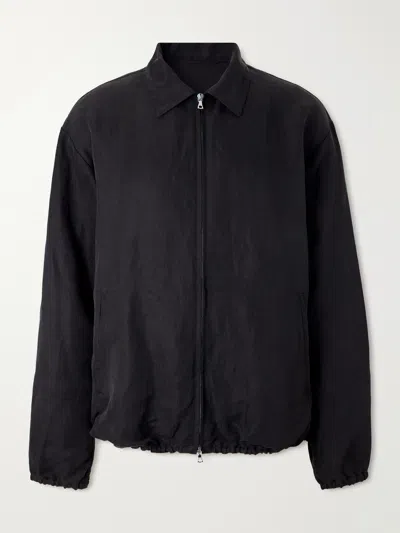 Ssstein Linen And Silk-blend Satin Blouson Jacket In Black