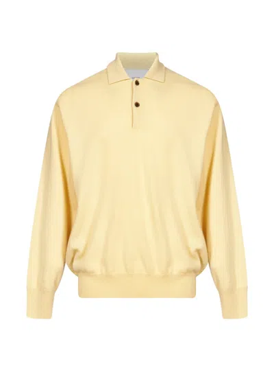 Ssstein Long-sleeve Knitted Polo Shirt In 옐로