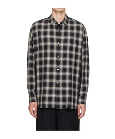 Ssstein Long-sleeved Plaid Shirt In Black