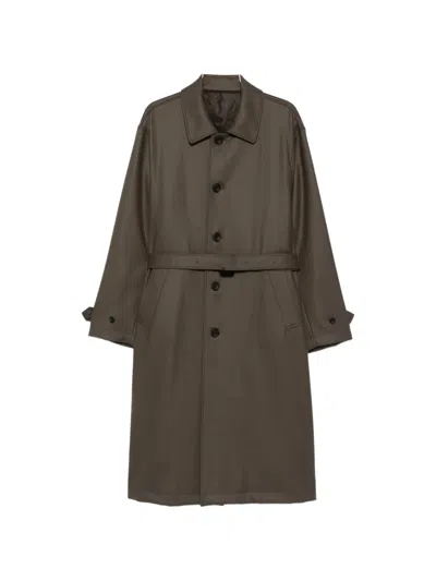 Ssstein Melton Belted Wool Coat In Brown