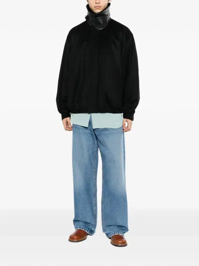 Ssstein Mouton-collar Padded Jacket In Black