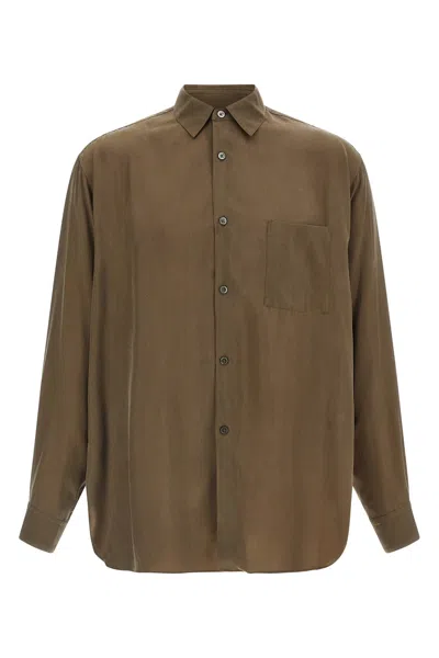 Ssstein Oversized Cupro Shirt With Patch Pocket In Brown