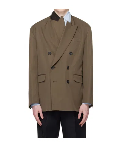 Ssstein Oversized Double-breasted Suit Jacket In Brown