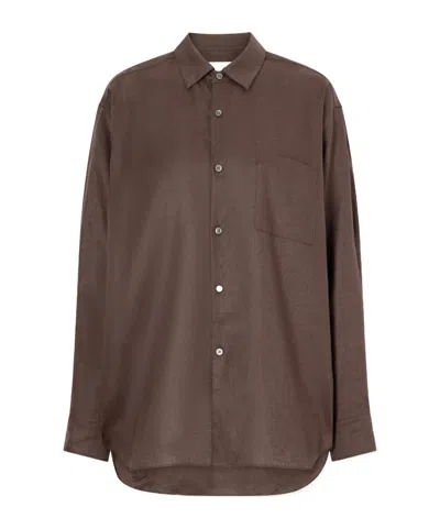 Ssstein Oversized Linen Shirt In Brown