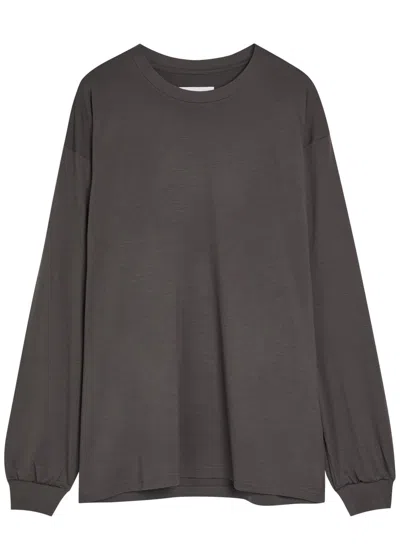 Ssstein Oversized Long-sleeve Wool T-shirt In Charcoal