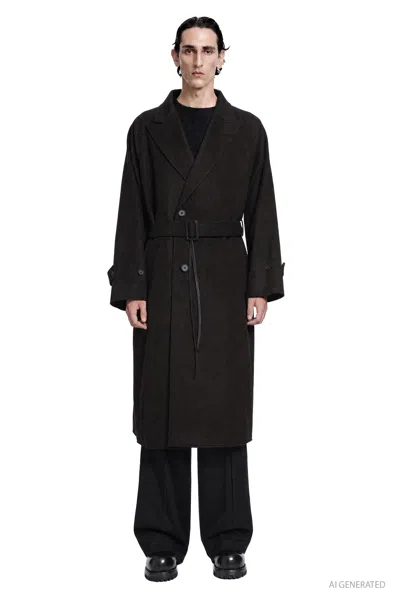 Ssstein Oversized Peak Lapel Chester Coat In Black
