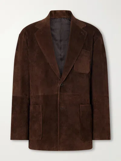 Ssstein Panelled Suede Blazer In Brown