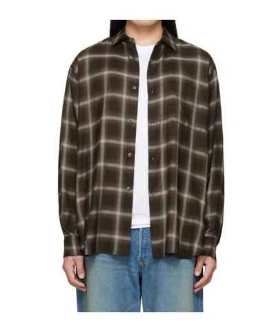 Ssstein Plaid Loose Long Sleeve Shirt In Black