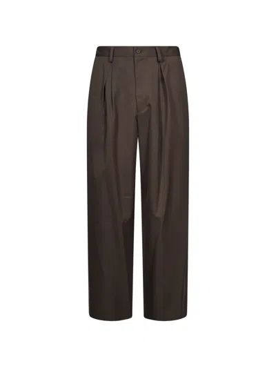 Ssstein Pleated Straight-leg Trousers In Brown