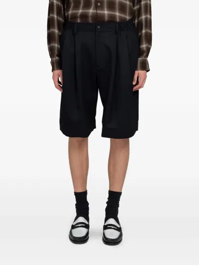 Ssstein Pleated Wide-leg Shorts In Black