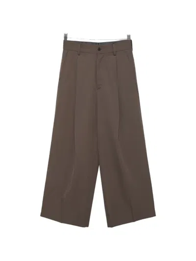 Ssstein Pleated Wide-leg Trousers In Brown