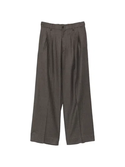 Ssstein Pleated Wide-leg Trousers In Brown