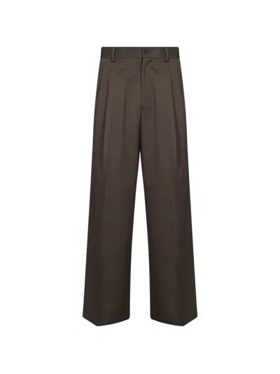Ssstein Pleated Wide-leg Trousers In Brown