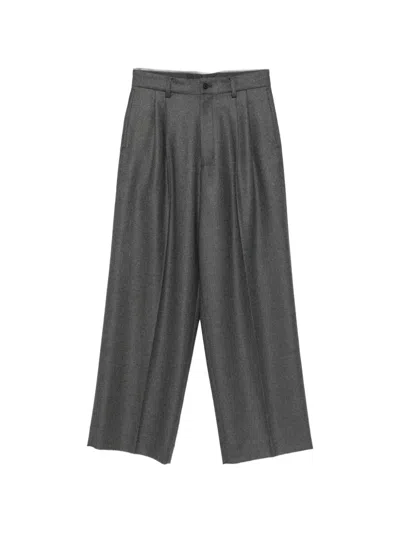 Ssstein Pleated Wide-leg Trousers In Grau